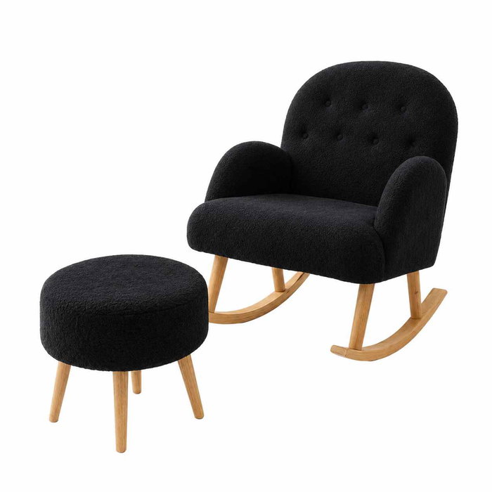 Atelier Del Sofa Conjunto de Sillón y Puff Dügmeli - Negro